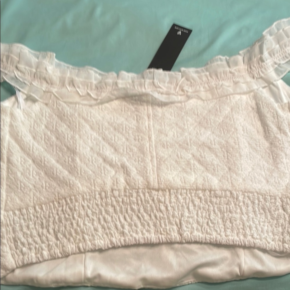 Lulu's White Ruffled Crop Blouse - Picture 3 of 4